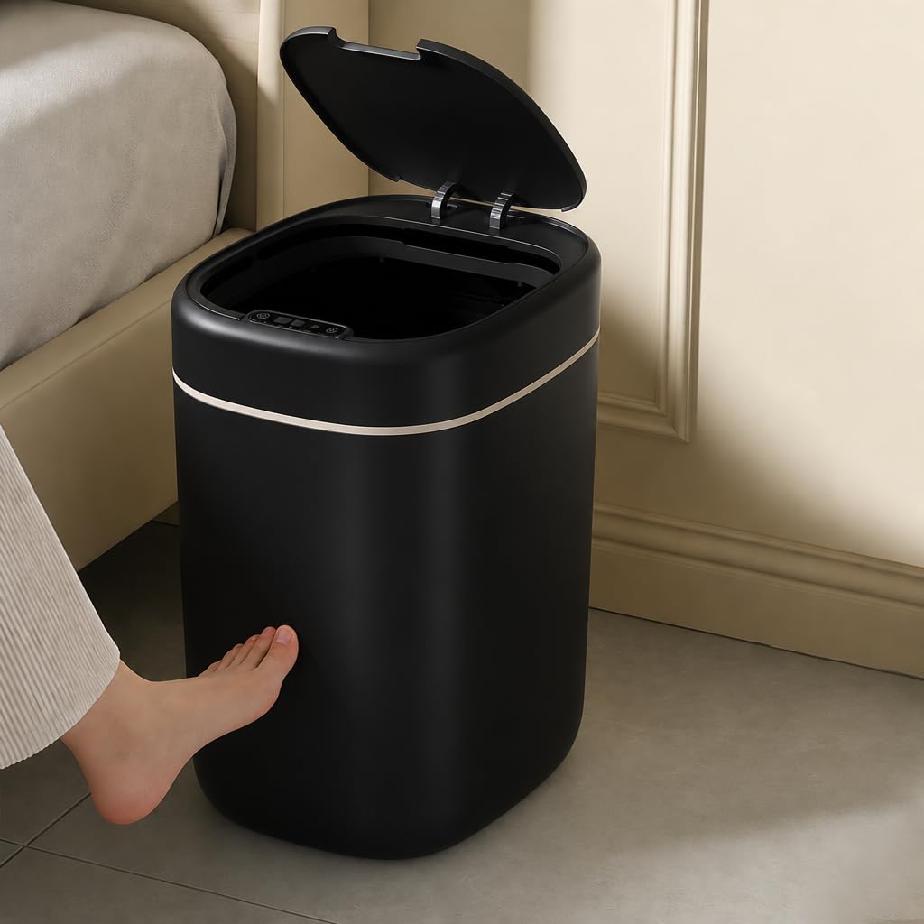 Smart Motion Sensor Trash Can, 17L (4.5 Gallon) 3 Induction Modes, Sealed Lid with Odor Control, Touch Control Function, Durable & Easy to Clean Waste Bin for Bathroom, Office，Light Gray