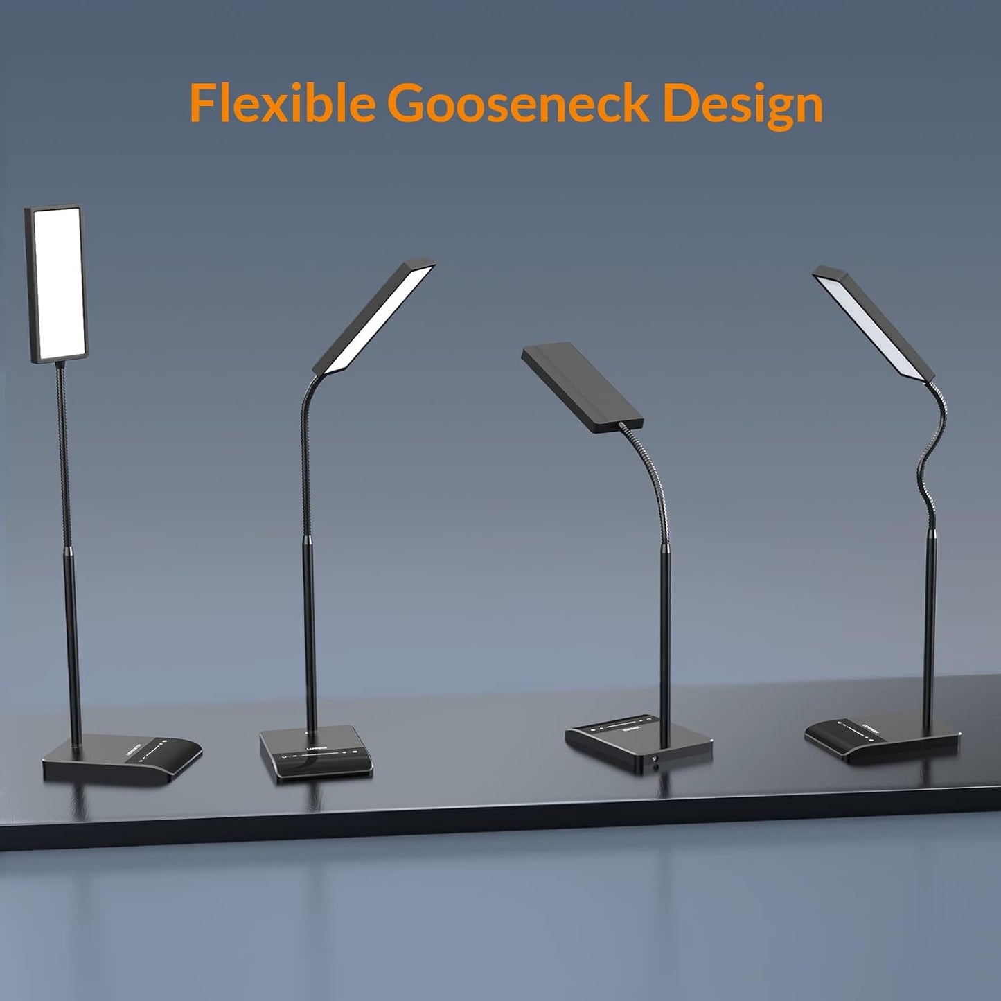 LEPOWER Desk Lamp, 800LM LED for Home Office, True Eye-Caring for Reading | 50 Lighting Modes, 2X Wider Panel, 360° Flexible Gooseneck, Touch Control, 12W Bright Table Lamp for Dorm, Bedroom, Study