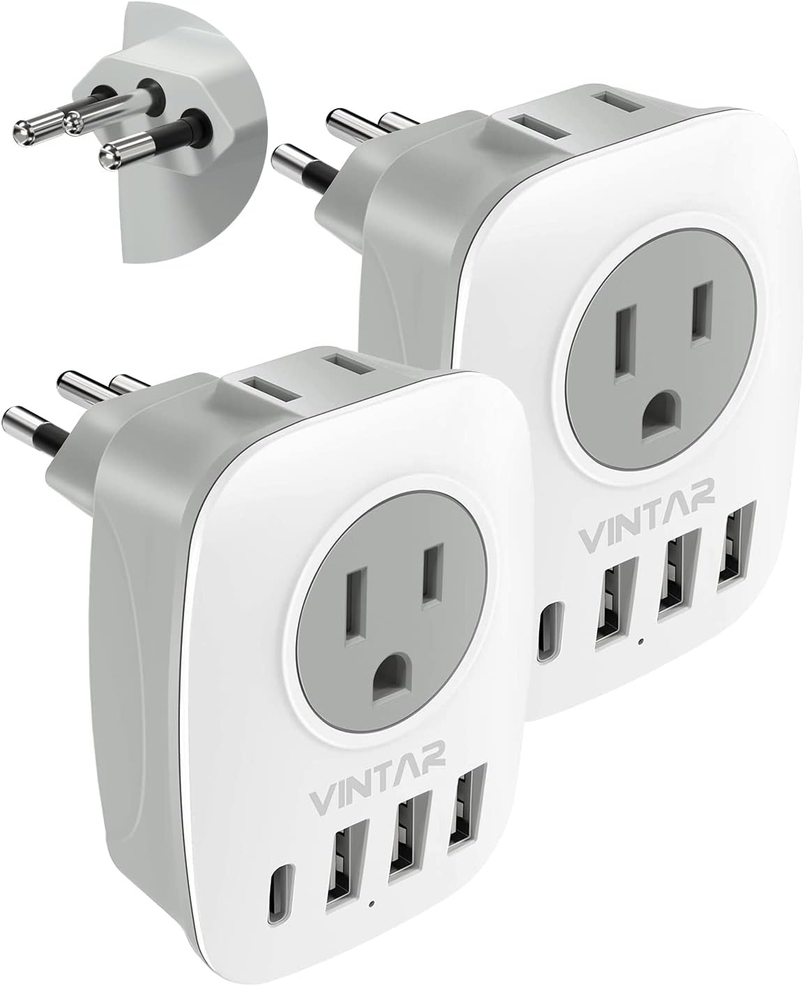 VINTAR US to UK Ireland Travel Plug Adapter, 2 Pack Type G Power Adapter | 6 in 1 with 2 Outlets and 4 USB Ports(1 USB C), Travel Essentials for USA to England London Scotland Dubai Hong Kong British