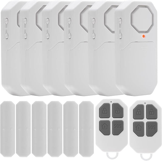Door Window Alarm When Opened for Home Security with Remote, Wireless Door Sensor Alarm for Kids Safety with Adjustable Volume ( 6Pcs Sensor +2Remote)