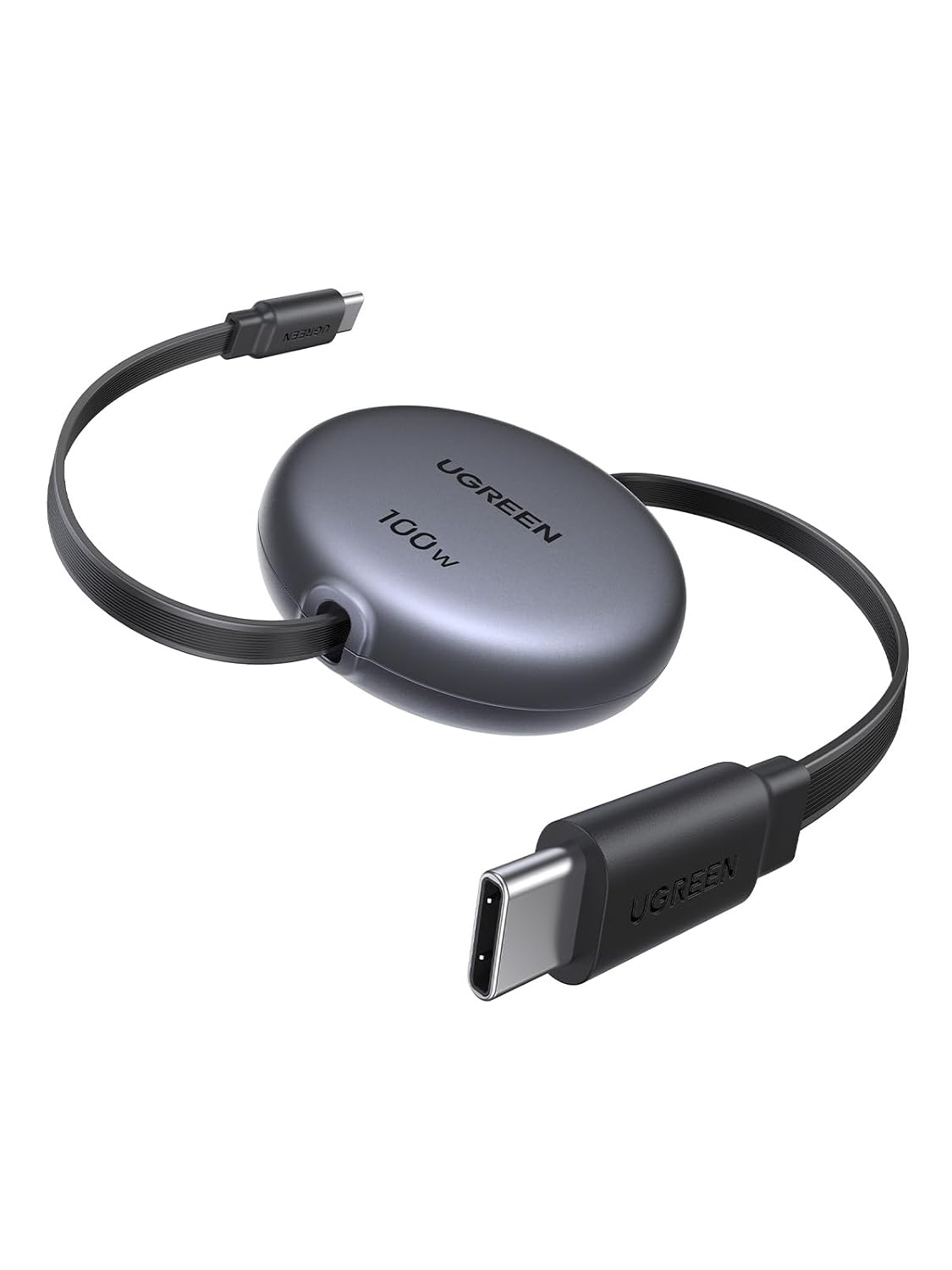 UGREEN 100W Retractable USB C Cable, Fast Charging, Black, 3.3FT | Compatible with iPhone 17/16/15, MacBook Pro/Air, Galaxy S26/S25, iPad Pro/Air, Pixel 10/9, Switch, AirPods. Nylon Braided