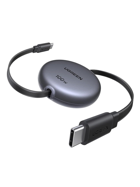 UGREEN 100W Retractable USB C Cable, Fast Charging, Black, 3.3FT | Compatible with iPhone 17/16/15, MacBook Pro/Air, Galaxy S26/S25, iPad Pro/Air, Pixel 10/9, Switch, AirPods. Nylon Braided