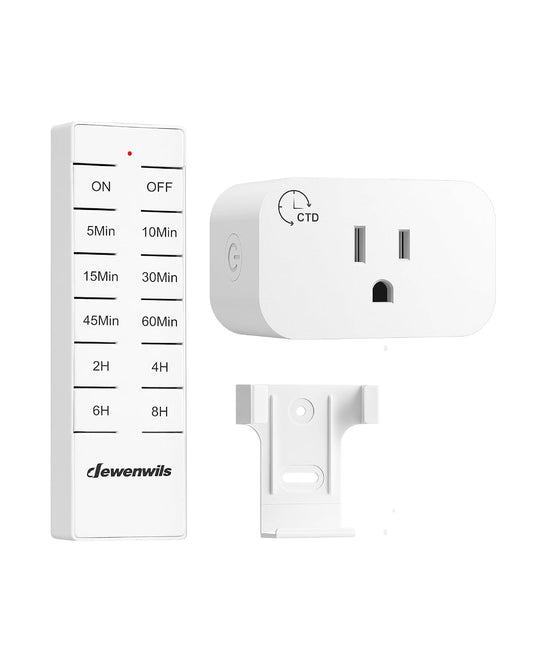 DEWENWILS Wireless Remote Control Outlet with Timer, Indoor Remote Timer Outlet, No Interference No Wiring, 15A/1875W 100FT RF Range, Countdown Light Switch for Lamp, Fan