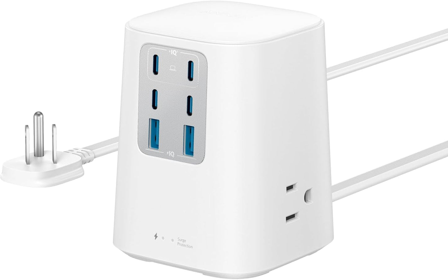 Anker Desktop Charger, 9-in-1 Power Strip with 300J Surge Protector, 100W | USB C Charger with 3 AC, 4 USB C, 2 USB A, 5ft Flat Plug Extension Cord with Multiple Devices, Home Office, Desk Accessories