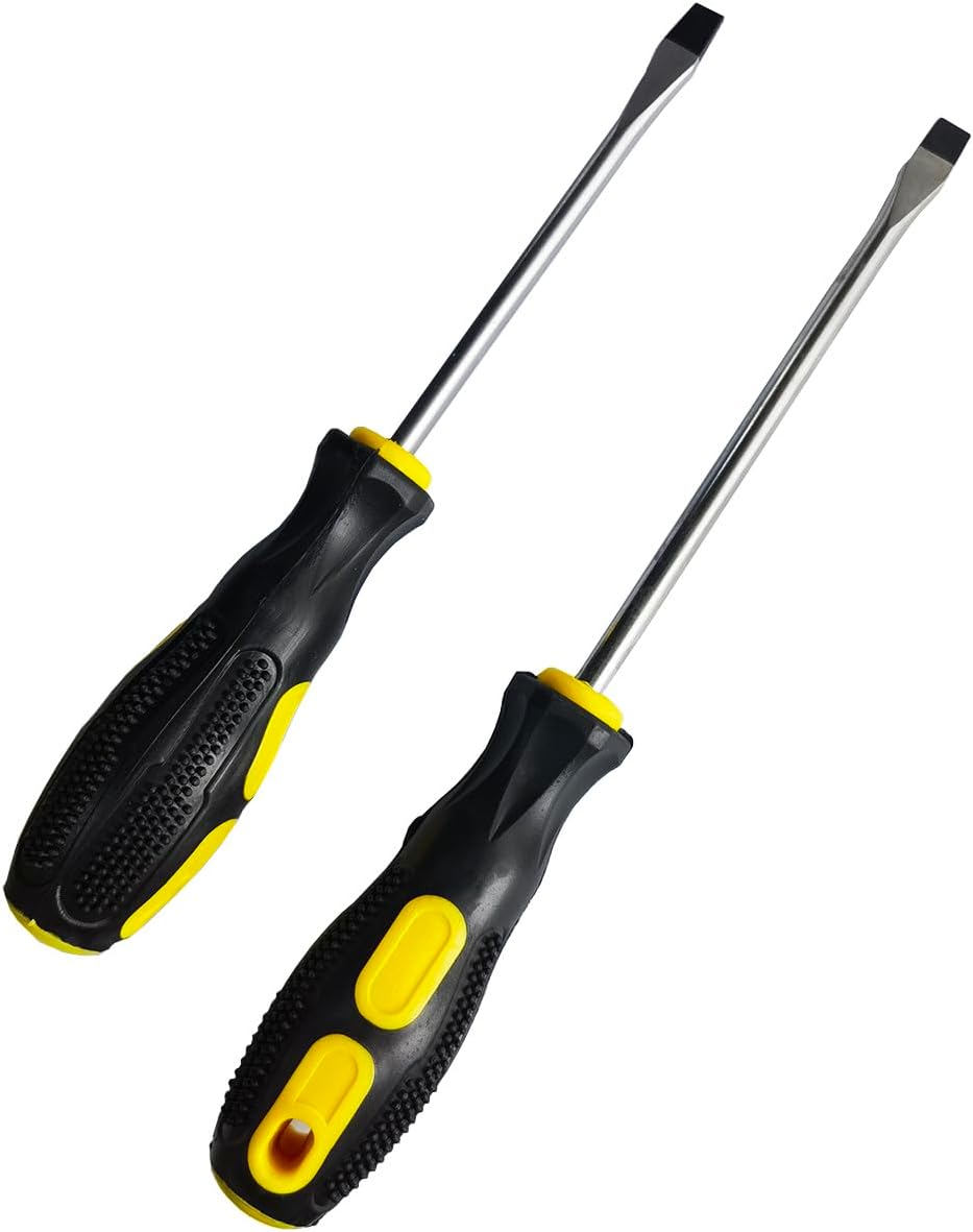 Flat Head Screwdriver Set (5 Sets in the Following Sizes Slotted Screwdriver with Magnetic Tips. Soft Ergonomic Grip from Standard or Precision Flat Screwdrivers