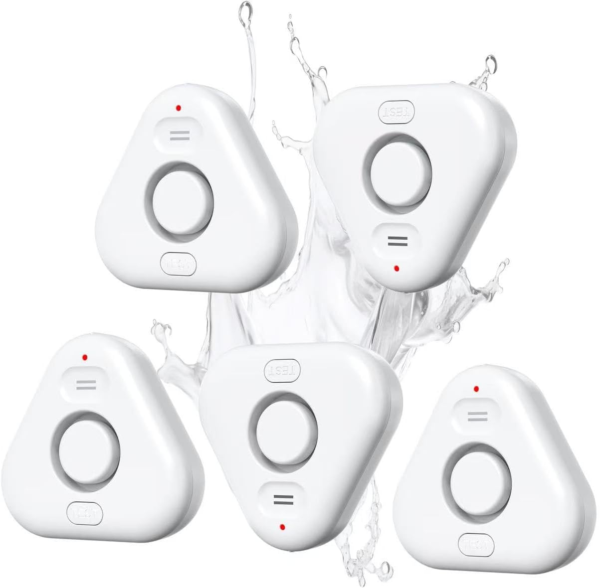 5 Pack Water Leak Detectors for Home, Stechro 4 Levels Adjustable Audio 0-120dB Water Sensor Alarm Leak Detector with Leak and Drip Alert, IP66 Water Leak Sensor for Basements Kitchen Sink Laundry