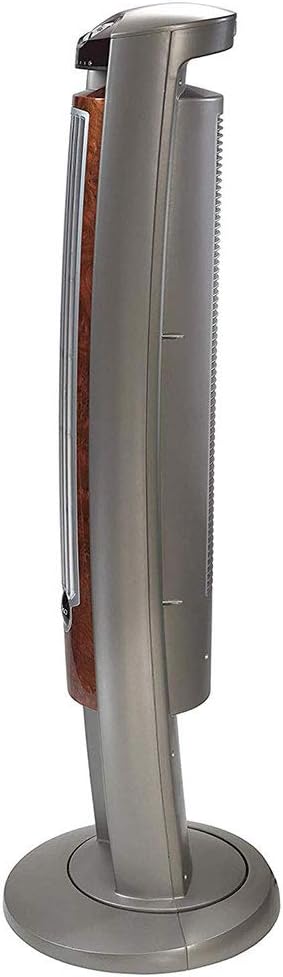 Lasko Oscillating Tower Fan with Remote - Quiet Standing Fan for Bedroom, Office, and Home - 3 Speeds - Powerful Cooling Air - T42954 - 42" Tall – Gray/Woodgrain