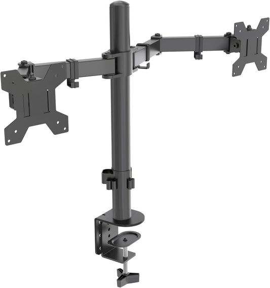 Dual Monitor Mount for 17-27 Inch Monitors up to 17.6 lbs, Desk Clamp
