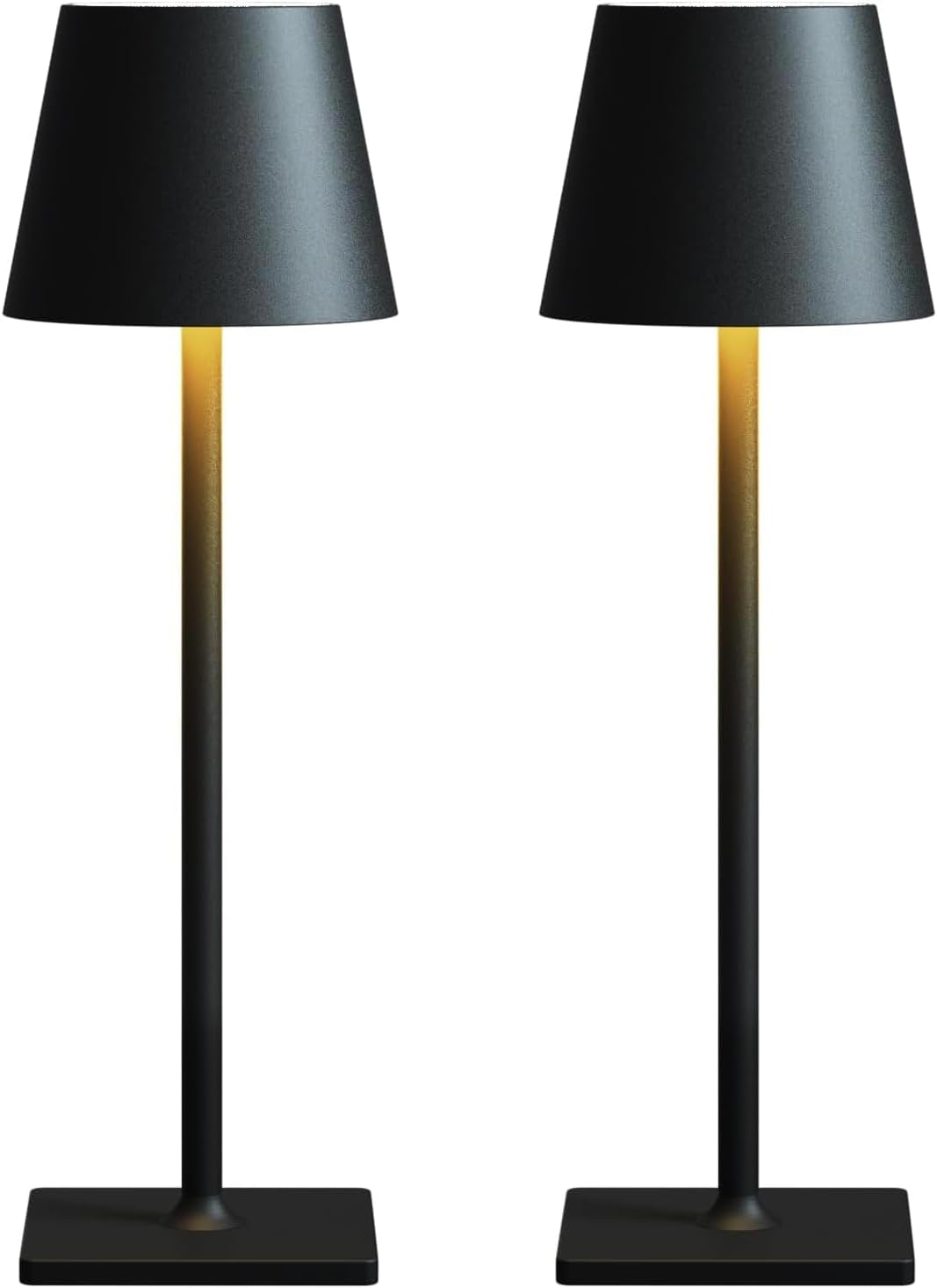 Fizrice Rechargeable Table Lamp 2 Pack Cordless Battery Operated, Black | IP65 waterproof wireless design with adjustable brightness and height feature for patio, bedroom, restaurant
