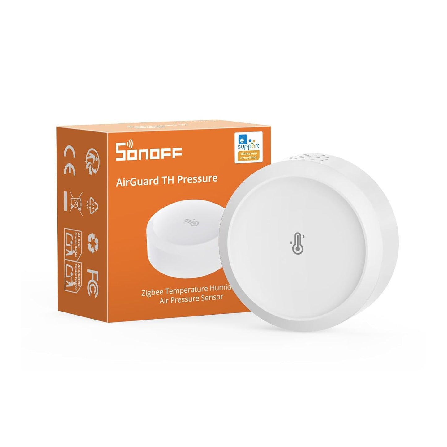 SONOFF SNZB-02M AirGuard TH Pressure Zigbee Temperature Humidity Sensor | Zigbee Smart Thermometer Hygrometer Barometer with App Alerts, Remote Monitoring for Greenhouse & Wine Cellar