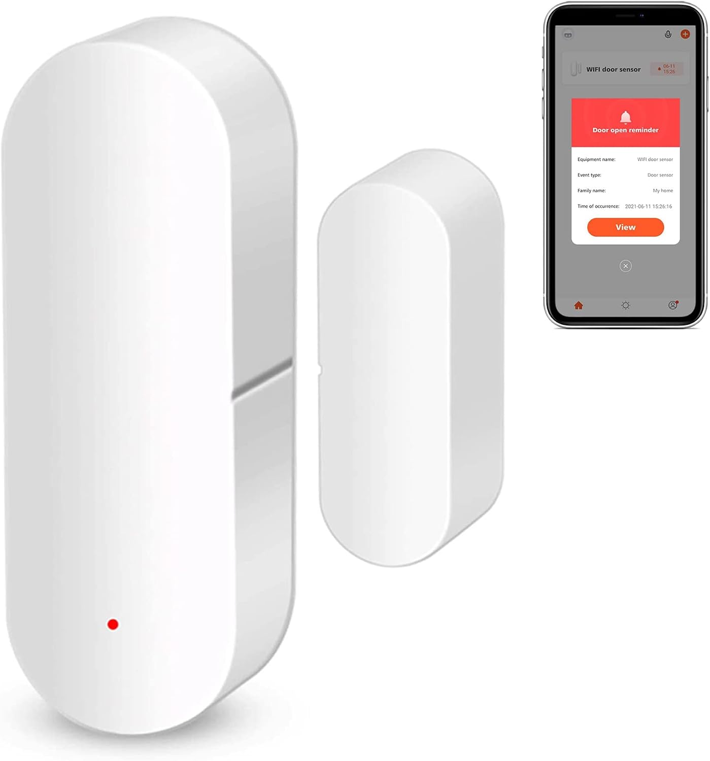 WiFi Door Window Sensor: Smart Contact Sensor with App Alerts, Door Open Detector Compatible with Alexa Google Assistant, Entry Detector Sensor for Home Security and Home Automation (4-Pack)