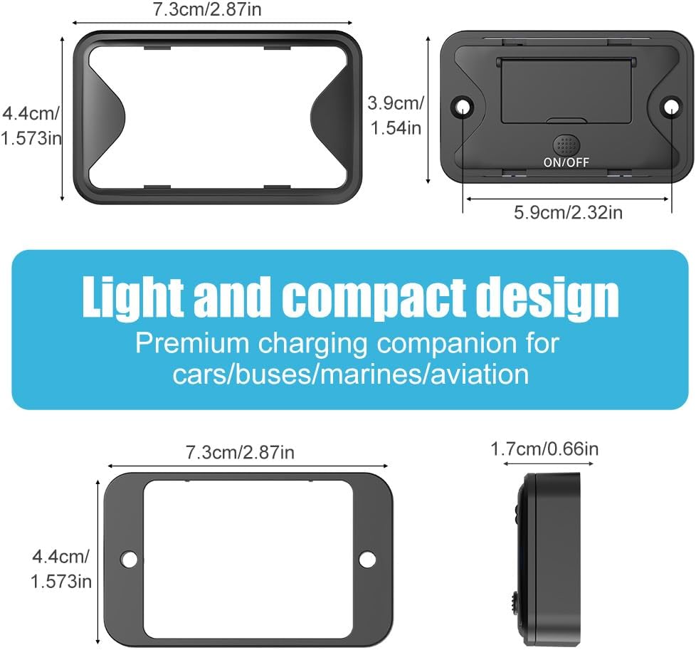 2 Pack 78W 4 Port 12V USB Outlet Wall Mount, Dual 36W PD & Dual 18W QC3.0 Lightweight Surface Mount Charger Socket Panel with Button Switch for Bus RV Truck Marine Golf Cart