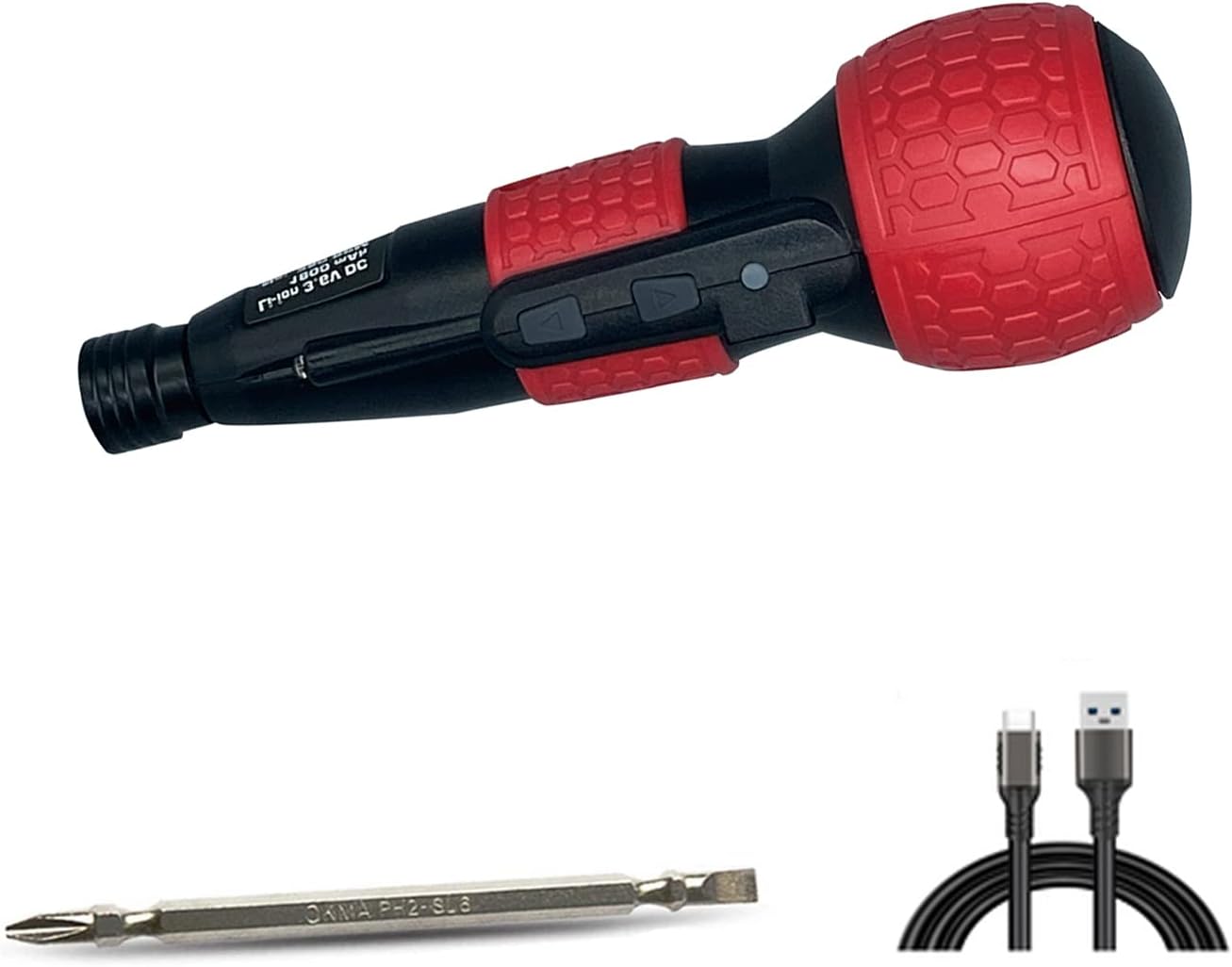 3.6V Cordless Electric Screwdriver USB-C Rechargeable LED Kit BLK | Compact 3.6V cordless screwdriver with USB-C fast charging, LED light, and 2-in-1 manual/electric mode for home repairs