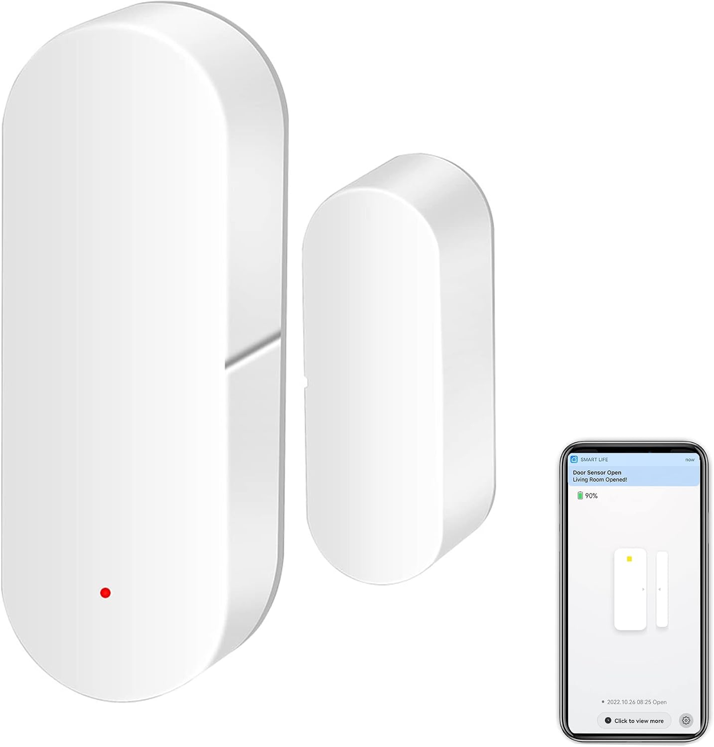 WiFi Door Sensor: Smart Door Open/Closed Detectors, Wireless Window Sensor with App Notification Alert, Contact Sensor for Home Security, Compatible with Alexa Google Assistant (1pack)