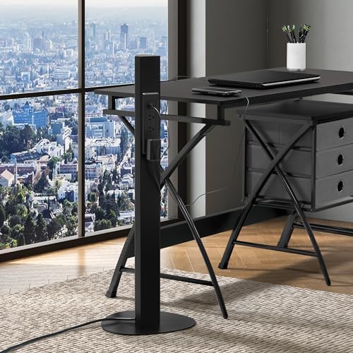 Office Star Power Anywhere Freestanding Charging Station, USB Type-A and C, and 3 A/C Outlets, Black