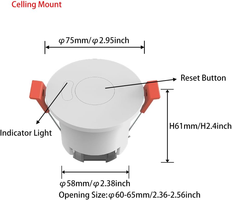Presence Sensor, WenzhiIoT Smart Motion Sensor WiFi 5.8 GHz Radar MmWave Presence Sensor Movement Body Motion Detection for Lighting 110/220V Wireless Switch Celling Mount Tuya Smart Life Home