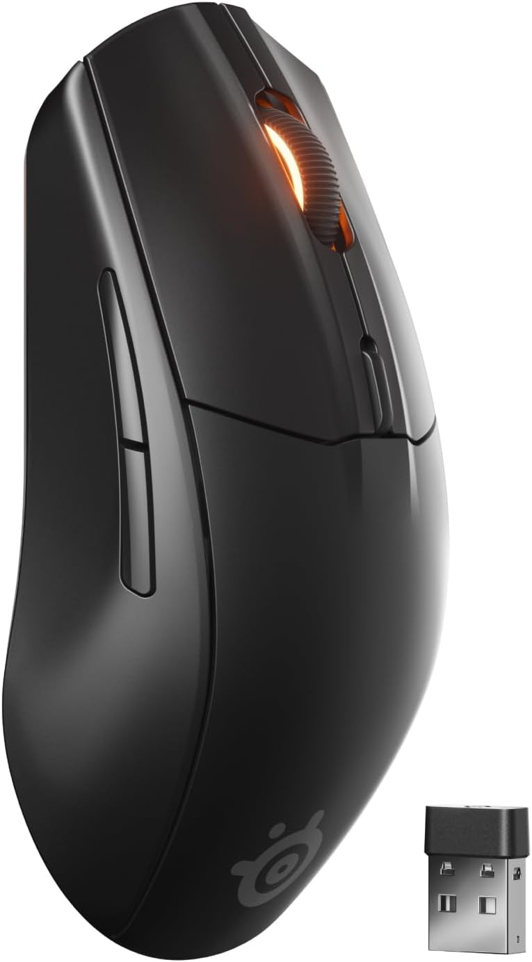 SteelSeries Rival 3 Wireless Gen 2 Gaming Mouse — 2.4GHz and Bluetooth — 18000 DPI TrueMove Air Optical Sensor — 60 Million Click Durability — Light-Weight — 100% PTFE Feet — Black (Renewed)