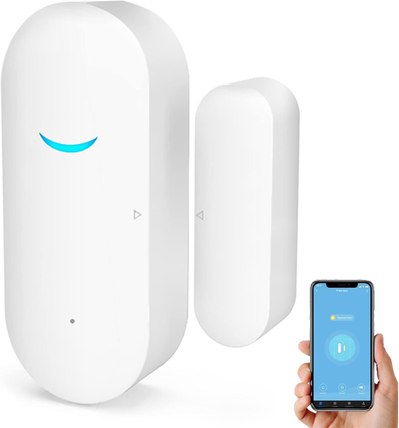 WiFi Wireless Door Window Sensor,TUYA Smart Alarm with Free Notification APP Control Home Security Alarm System, Compatible with Alexa, Google Home, Siri (1-Pack)