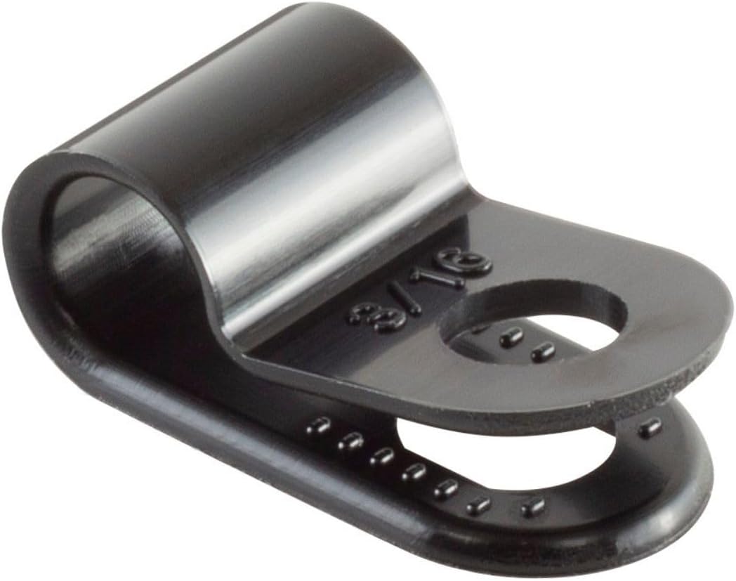 GTSE Black Nylon Plastic Cable Clamps, 3/8" Screw Mounts for Cable, Rope, Tube Management, 100 Pack