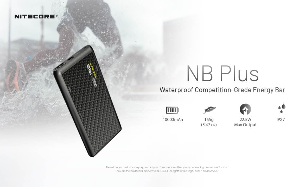 Nitecore NB Plus 10,000mAh Power Bank, Ultra Lightweight and Slim USB-C and USB-A Ports for Phones, iPads and More Travel Ready Fast Charging 5V/3A QC PD