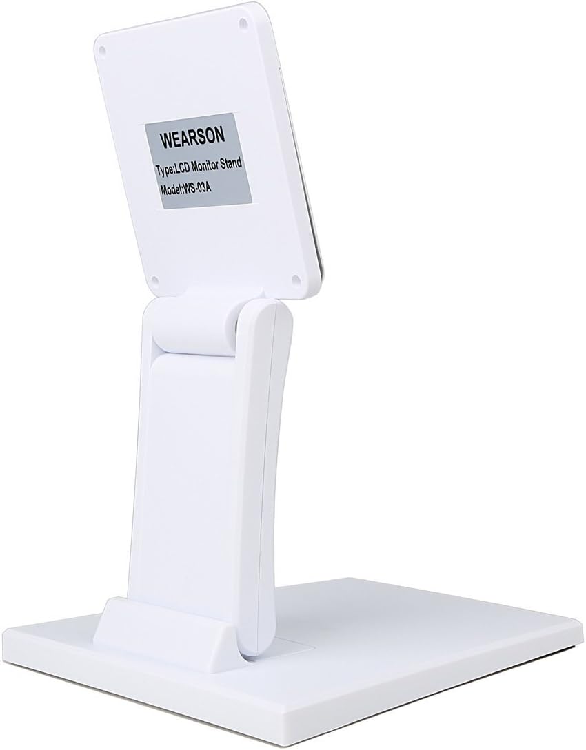 WEARSON Single Adjustable LCD Monitor Stand Mount Folding VESA Monitor Desk Stand with VESA Hole 75x75mm 100x100mm (White)