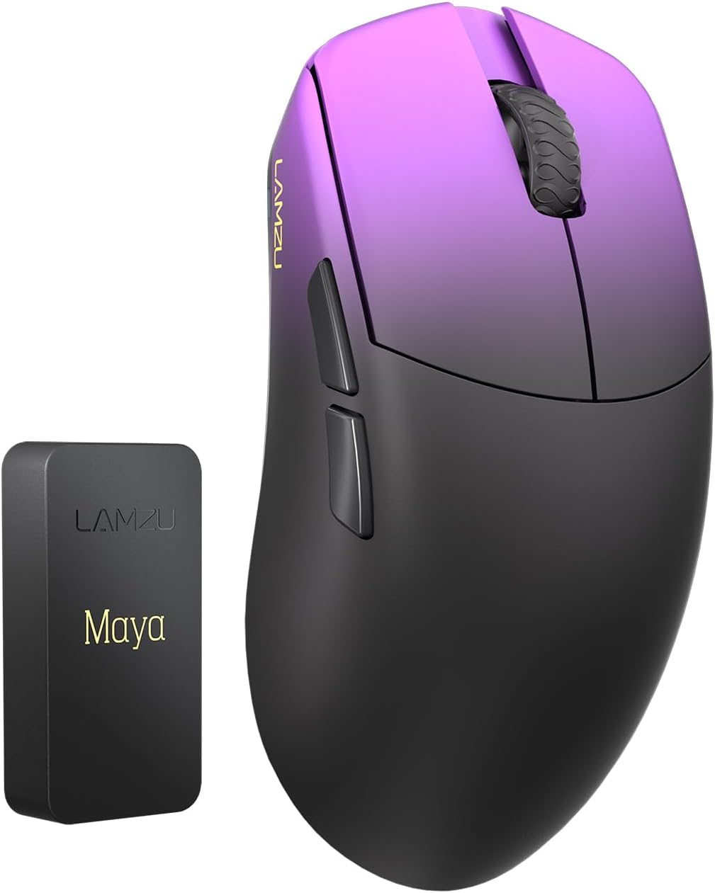 Lamzu Maya Champion Edition Wireless Gaming Mouse, Ultra-Lightweight 45g, Optical Switch, Golden TTC Dust-Proof Encoder, Pixart PAW 3950 IC, 8K Compatible, for Small Hand Users(Purple Shadow)