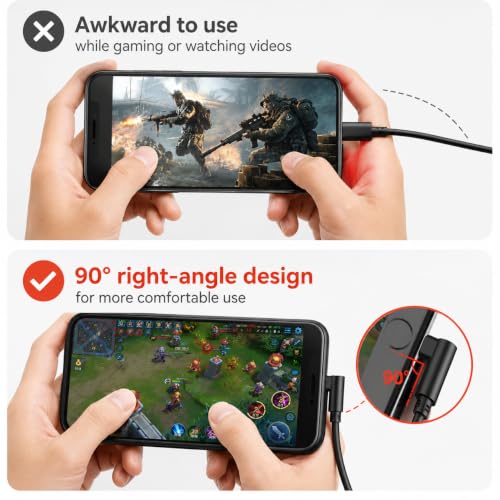 3 Pack 6FT 90 Degree Right Angle Braided Type C Fast Charging Cable USB-C Quick Charger Power Charge Cord for Samsung Galaxy S26 S25 S24 S23 S22 S21 Plus Ultra A17 A16 A15 A27 A26 A57 A56 A37 A36