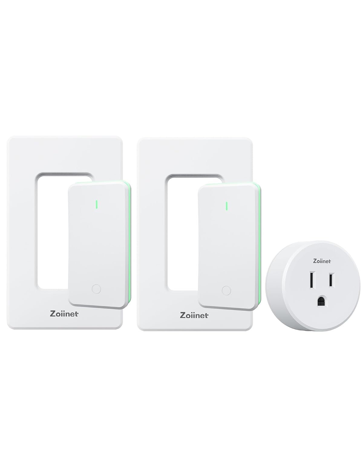 Zoiinet Remote Control Outlet Plug with 2 Light Switches, 80-275V/15A/1500W