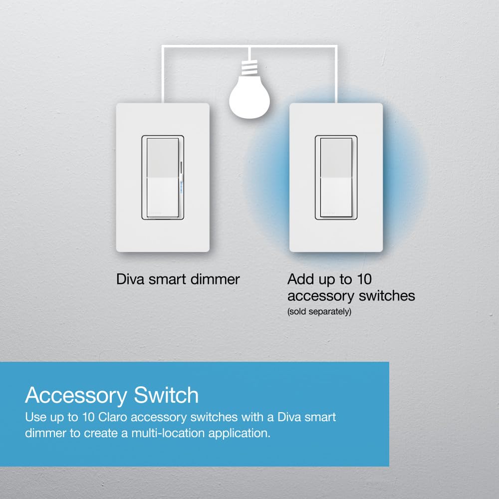Lutron Caseta Diva Smart Dimmer Switch (Smart Hub Required), No Neutral Req | For Caseta systems, no neutral required, soft glow light bar, single-pole/3-way, DVRF-6L-BR, Brown