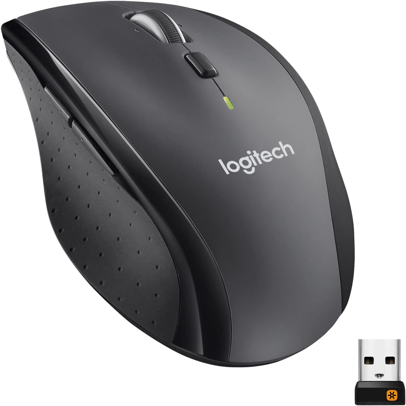 Logitech M705 Marathon Full Size 2.4 GHz Wireless Mouse - Black | Hyper-fast wheel, USB-A Nano Receiver, 5 customizable buttons, Windows Mac Linux compatible, certified for Chrome
