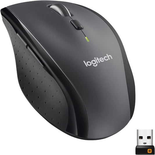 Logitech M705 Marathon Full Size 2.4 GHz Wireless Mouse - Black | Hyper-fast wheel, USB-A Nano Receiver, 5 customizable buttons, Windows Mac Linux compatible, certified for Chrome