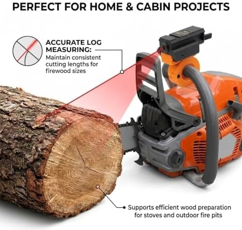 Laser Measuring Device Chainsaw Firewood Measuring Tool, Adjustable Log Length Guide for Fast Accurate Cutting, Wood Cutting Marker Accessory for Outdoor Work