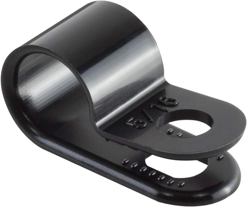GTSE Black Nylon Plastic Cable Clamps, 3/8" Screw Mounts for Cable, Rope, Tube Management, 100 Pack