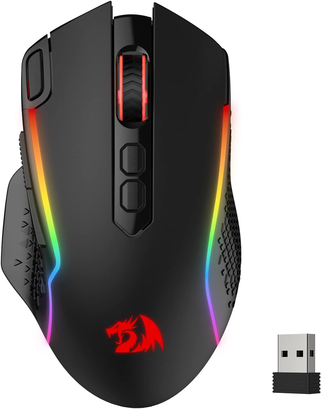 Redragon M810 PRO Wireless RGB Gaming Mouse 10000 DPI Remapping Keys | Cable-Free 0 Delay, Rapid-Fire Macro Keybinds, Vibing Backlight, Ergonomic Grip Body Comfort