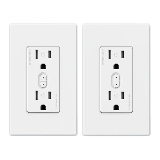 ELEGRP Smart Outlet, Smart in-Wall Outletss Works with Alexa and Google Assistant, 2.4GHz Wi-Fi Smart Receptacle, No Hub Required, UL Listed, White, 2 Pack