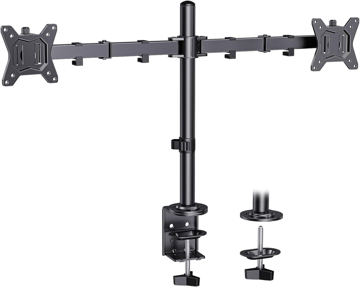 ErGear Fully Adjustable Dual Monitor Mount for 2 Screens up to 32 Inches, Holds up to 17.6 lbs Each Arm, Desk Stand, White