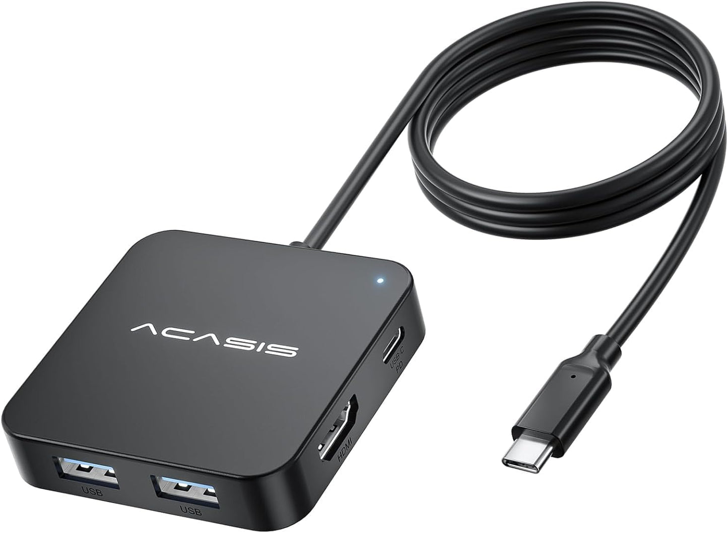 ACASIS USB C Hub Long Cable 4FT,10Gbps Multiport Adapter with 4K 60Hz HDMI | 100W Power Delivery, 3 USB A3.1+1 USB-C 3.1 Data Port, USB C to HDMI Adapter for MacBook, Dell, Lenovo, Surface, iPad PRO