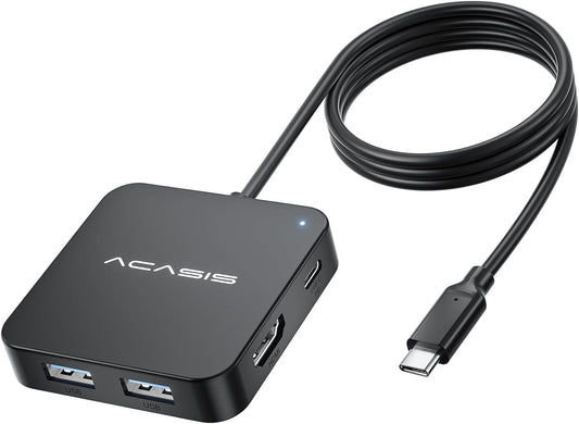 ACASIS USB C Hub Long Cable 4FT,10Gbps Multiport Adapter with 4K 60Hz HDMI | 100W Power Delivery, 3 USB A3.1+1 USB-C 3.1 Data Port, USB C to HDMI Adapter for MacBook, Dell, Lenovo, Surface, iPad PRO