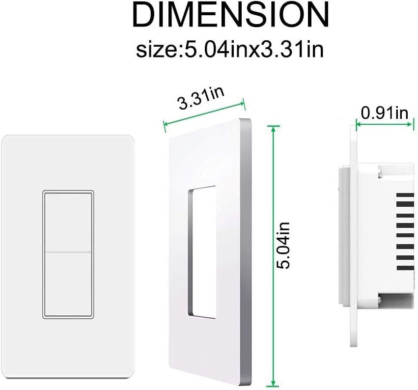 Smart Light Switch, WiFi Smart Double Switch Button, Compatible with Alexa and Google Home, Remote Control with Timing Funtion, No Hub Required,Smart Life APP Provides Control from Anywhere