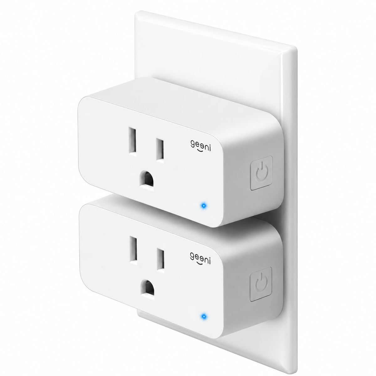 Geeni Smart Plug Mini 15A Wi-Fi Outlet, No Hub Required, UL, White, 2-Pack