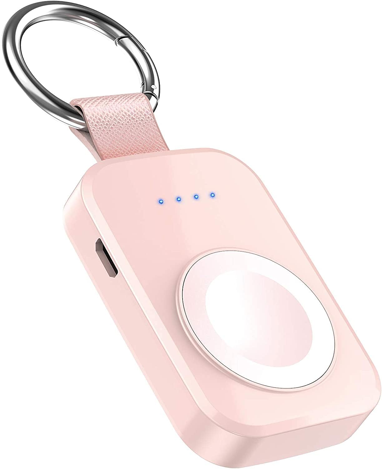 i.VALUX Portable Wireless Charger for Apple Watch Series 11/10/9/8/UItra/7/6/5/4/3/2/SE, Compact Magnetic iWatch Charger 1000mAh Power Bank Keychain Travel Accessories for Mother Girl-Pink