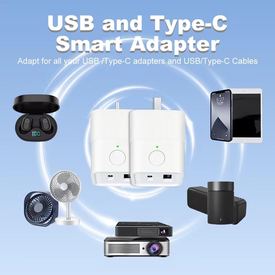 WiFi Smart USB Adapter, Mini Remote Control Switch with Tuya App, DC 5-12V Power Control, Compatible with Alexa and Google Home, White