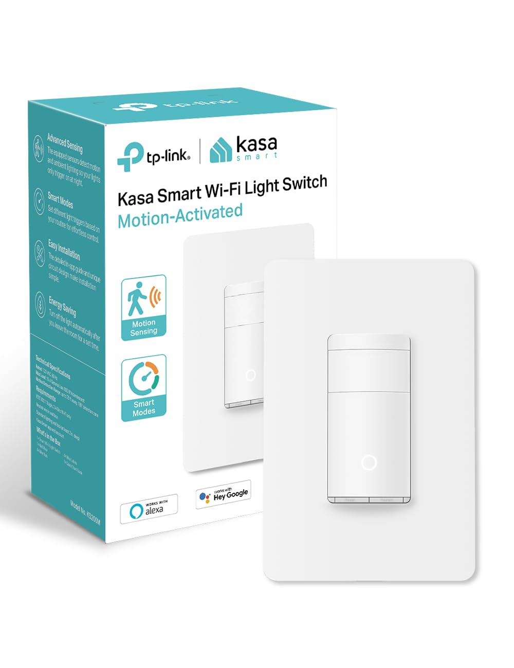 Kasa Smart Wi-Fi Motion Sensor Switch KS200M, Single Pole