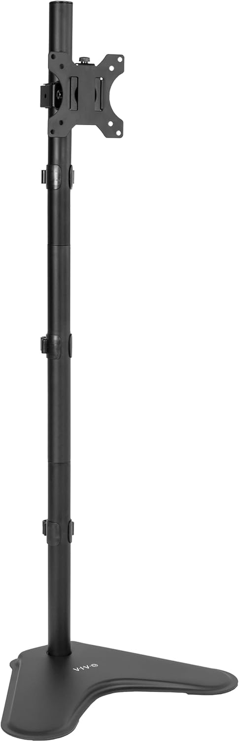 VIVO Single Monitor Desk Stand for 13 to 27 inch Screens, STAND-V011H | Black, Articulating, Freestanding Adjustable Monitor Arm, Extra Tall Computer Stand for 1 Monitor, Holds 22 lbs