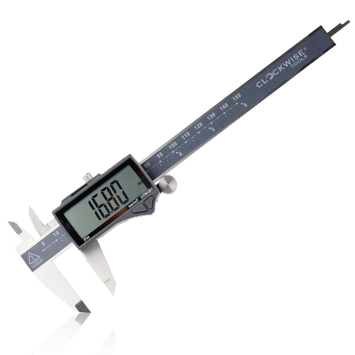 IP54 Grade Digital Caliper, DCLR-0605 0-6" /150mm, Inch/Metric/Fractions Conversion, Stainless Steel, Large LCD Screen