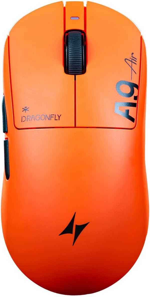 ATK Dragonfly A9 Air Wireless Gaming Mouse, PAW3950 Ultra Sensor, DPI up to 42,000, 47g Lightweight, 8K Polling, 300 Hr Battery Life, All-New Nano Coating, Dual-Mode 2.4G/Wired - Sunset Orange