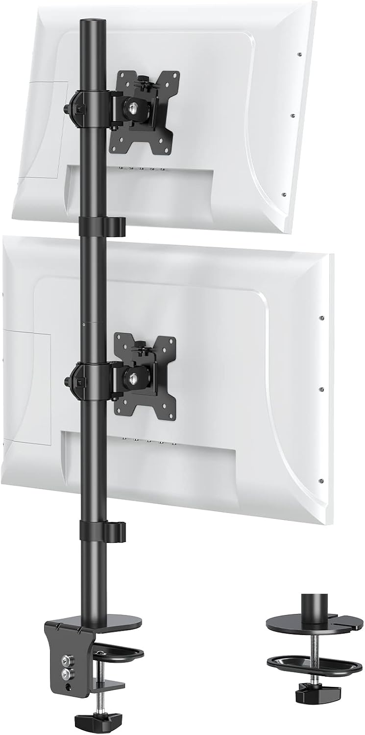 Stacked Monitor Mount for Max 32" Screens, Vertical Dual Monitor Stand