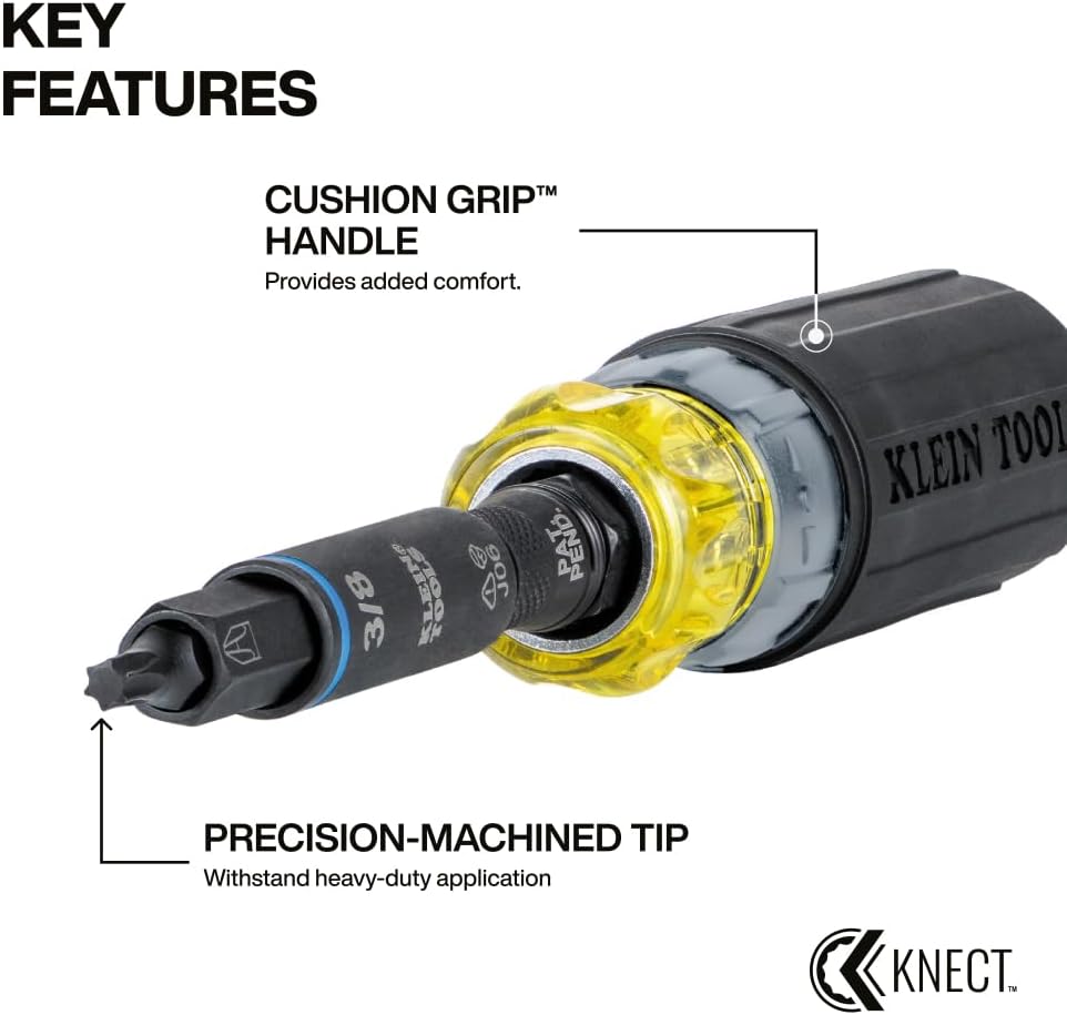 Klein Tools 80191 KNECT (S) Impact-Rated Multi-Bit Screwdriver Set, 11-in-1 and 7-in-1 Ratcheting Drivers with Phillips, Slotted, Square, Torx Tips, Nut Drivers, and Stubby