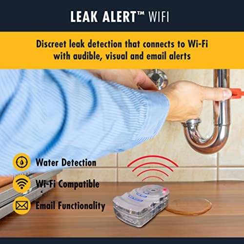 Zircon® Leak Alert™ WiFi Smart Water Leak Detector Alarm, Battery Included | No-hub WiFi detector provides email, audio and visual alerts with a 105 dB alarm; included battery supports setup