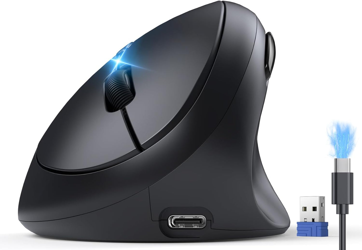 TECKNET Ergonomic Mouse, Bluetooth Wireless Vertical Mouse, Rechargeable Battery, Quiet Clicks, 4800 DPI Adjustable, BT5.0/3.0 & 2.4G Connect, Easy to use, Wide Compatibility - Pink
